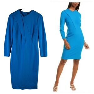 Carlisle Collection Valentine Sz 8 Medium Sheath Dress Blue Drape Career CHIC